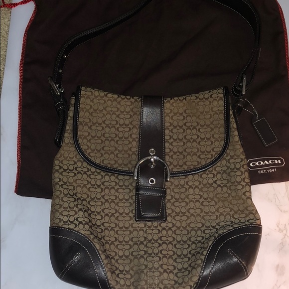 Coach Bags Coach Signature Jacquard Brown Canvas W Dust Bag Poshmark